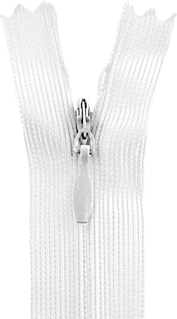 1 Reißverschluss spiral verdeckt, 40cm, unteilbar, Naht verdeckt,101 weiß