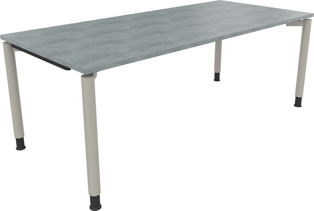 Schreibtisch Vierfuß Rundrohr B2000xT900xH680-820 si/Beton hell