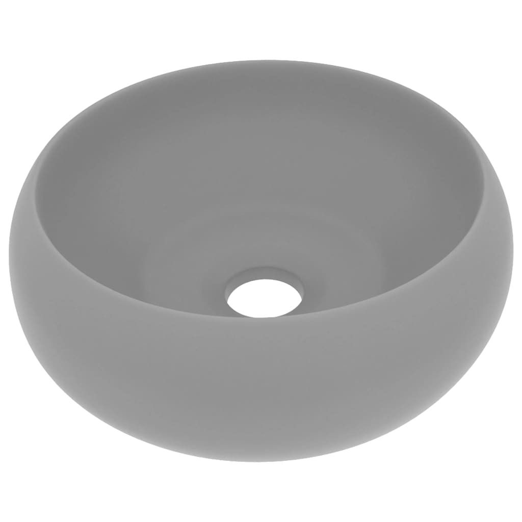 vidaXL s Waschbecken Rund Matt Hellgrau 40x15 cm Keramik Produktbild 