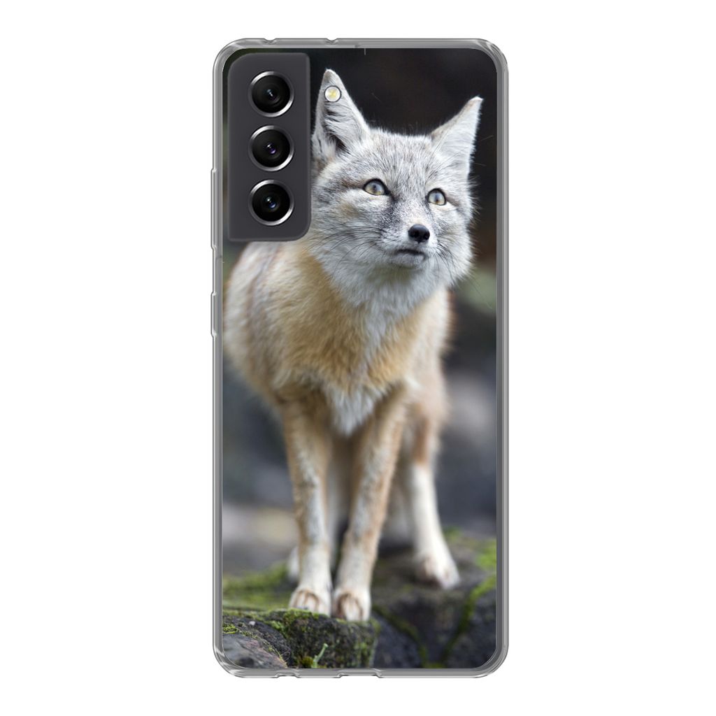 MuchoWow Handyhülle Schutzhülle Hülle für Samsung Galaxy S21 FE Fuchs - Makro - Baum Silikon Softcase Handy Hülle - Mobiltelefonhülle