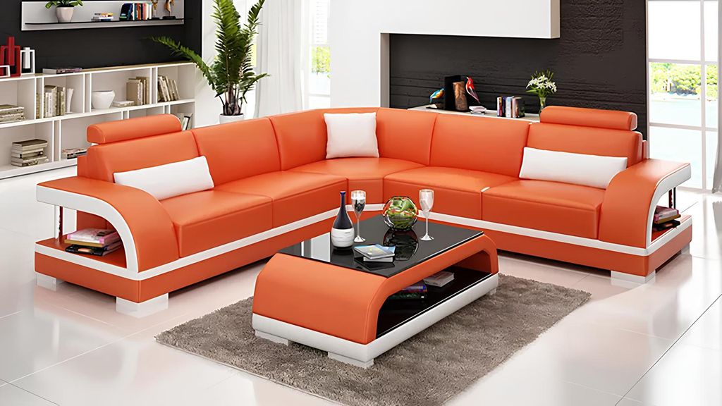 Ledersofa Ecksofa Polster Eckgarnitur Sofa Polster Couch Garnitur Wohnlandschaft