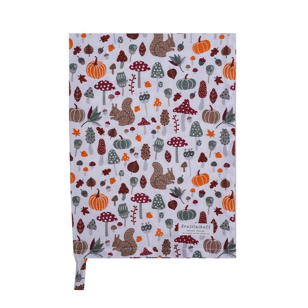 Krasilnikoff – Geschirrtuch KW13514 – Autumn, Green / Herbst, grün