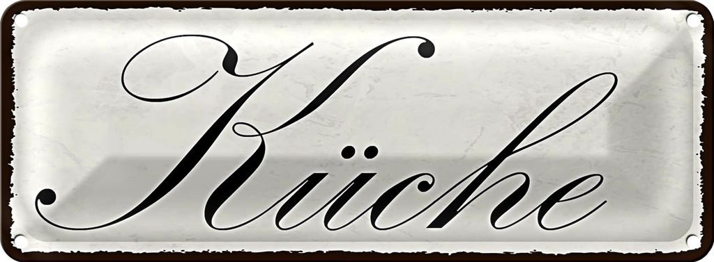 Blechschild Hinweis 27x10cm Küche weißes Schild