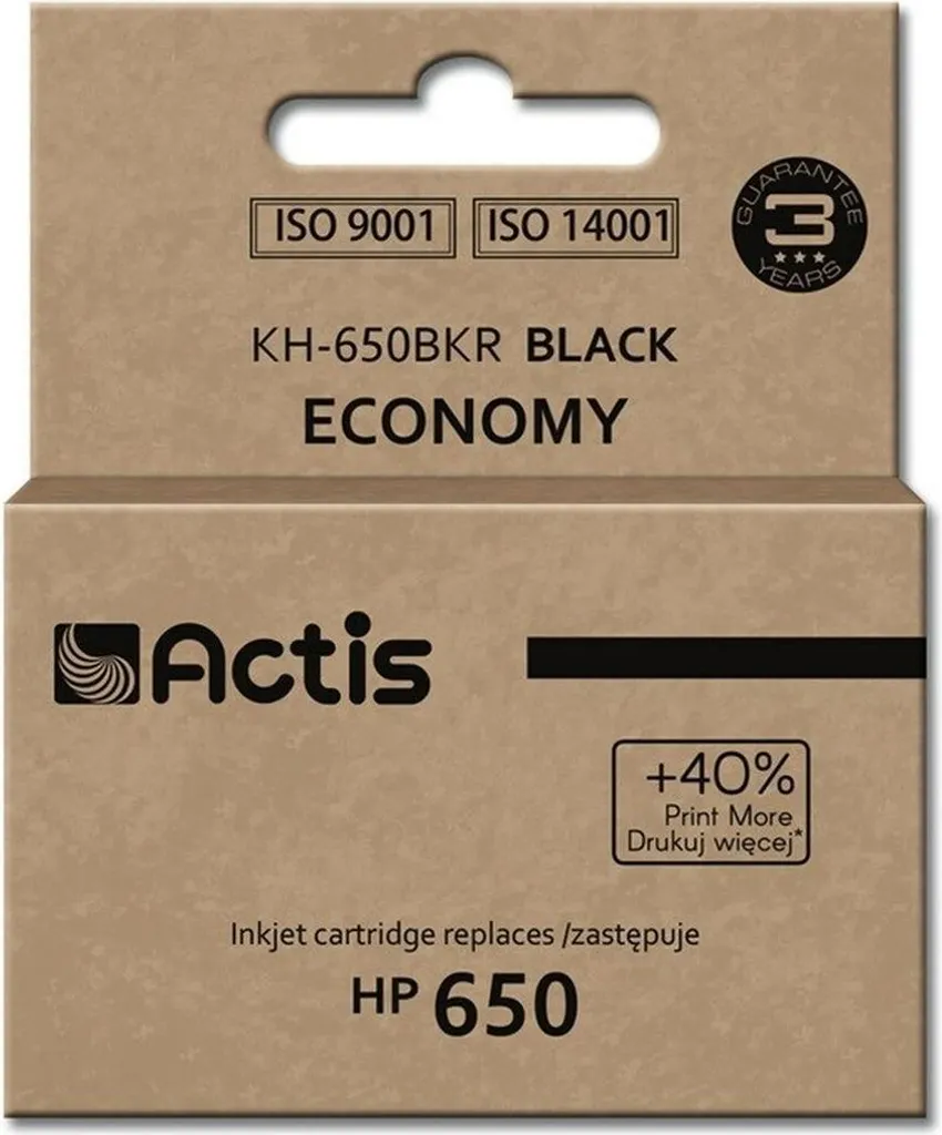 Cartouche d'encre noire compatible HP 650 CZ101AE Actis KH-650BKR 15ml