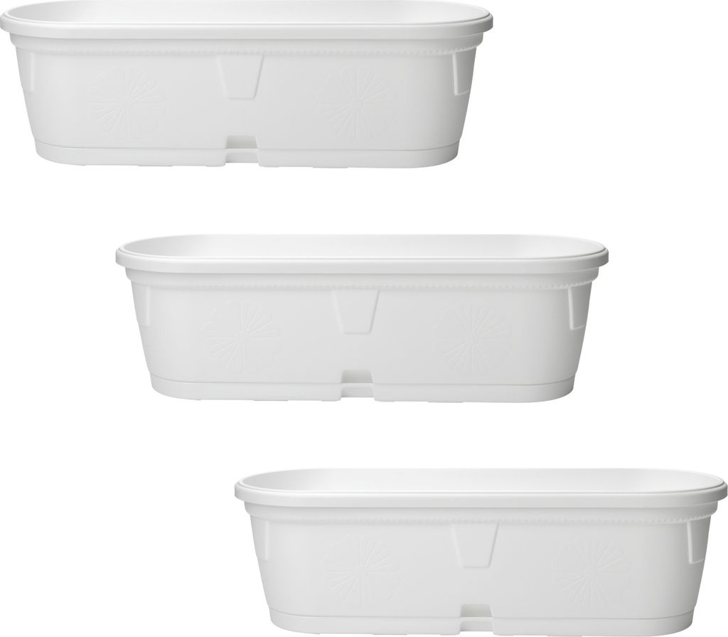 3x Blumenkasten länglich 50 cm weiss Produktbild 