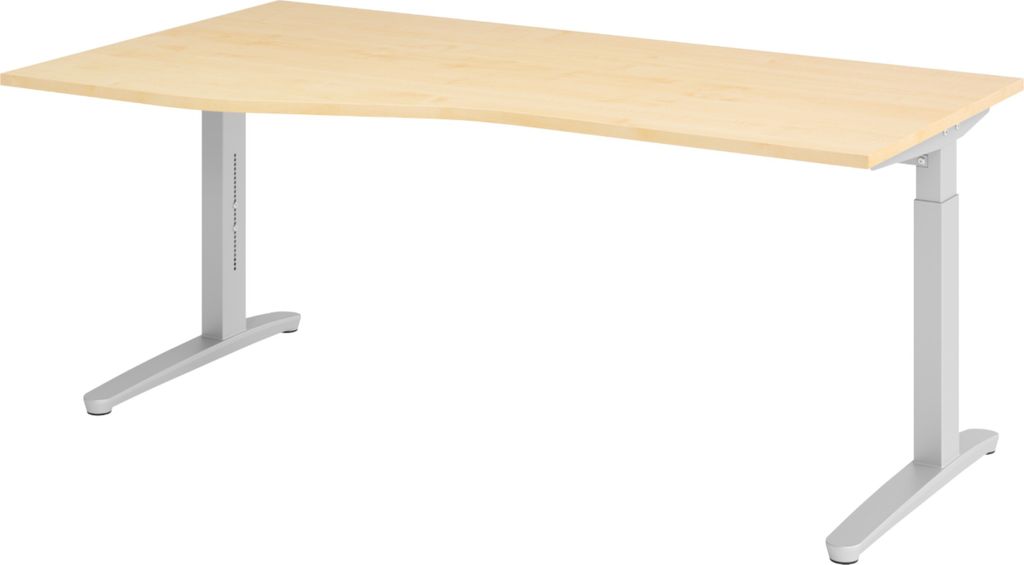 bümö Schreibtisch Serie-XB - Nachbildung Ahorn, Gestell: Silber, Größe: 180 x 100 cm