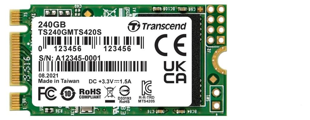 Transcend MTS420, 240 GB, M.2, 500 MB/s, 6 Gbit/s Produktbild 