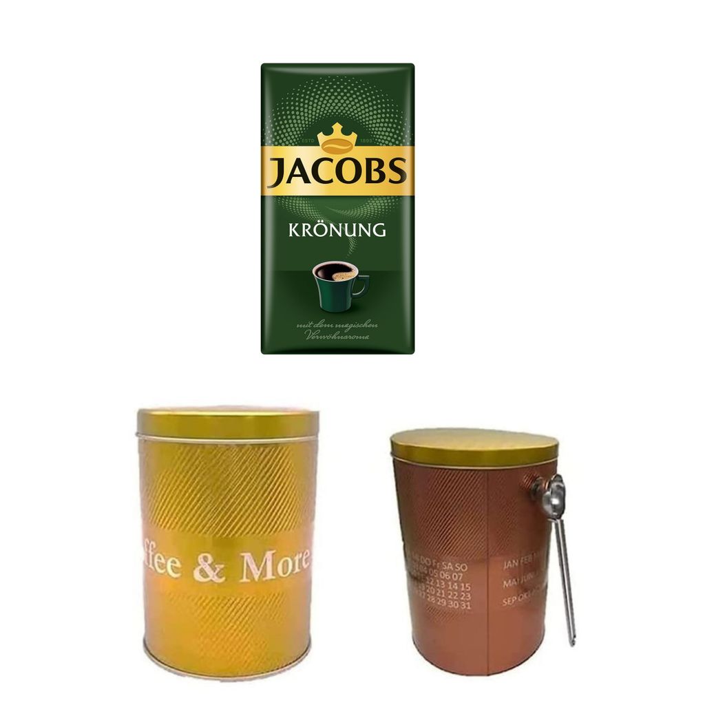 Jacobs Filterkaffee Krönung Klassisch gemahlen 500g plus Kaffeedose James Premium