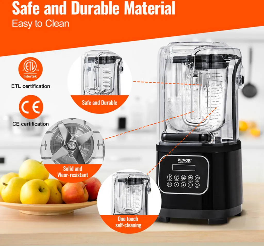 Frullatore Nero VEVOR 2L: Mixer Bar per Cocktail e Frozen Drinks 2200W - 6