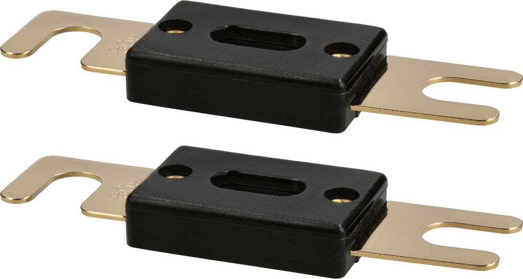 Audioproject A331 - 2 Stück SET 100 A Car Hifi Sicherung ANL Sicherung KFZ 12V Flachsicherung für Auto Endstufe Subwoofer - vergoldet