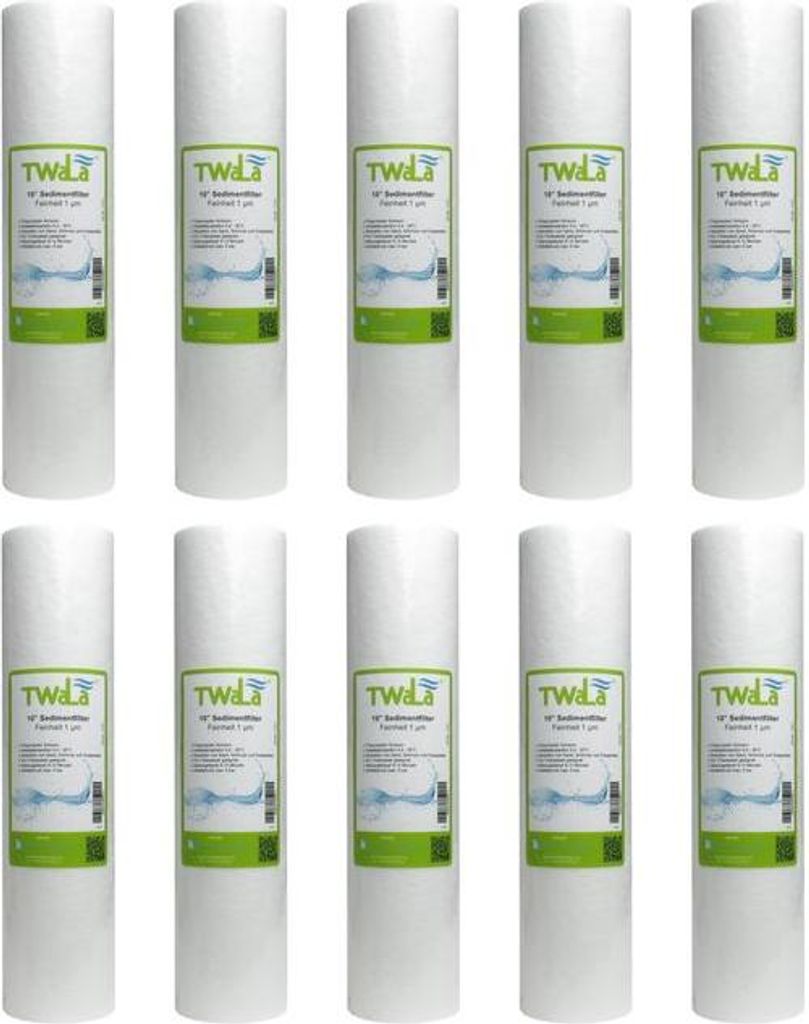 10x TWaLa 10' Sediment Trinkwasser Filter für Umkehrosmose, Brunnenwasser Wasserfilter 1 μm