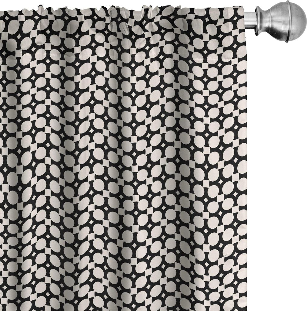 ABAKUHAUS Abstrakt Vorhänge, Gardinen, Monochrome Abbildung der Kreise und Quadrate Osten Inspired Szene, 2 Stück 75 x 225 cm, Anthrazit grau Eie...