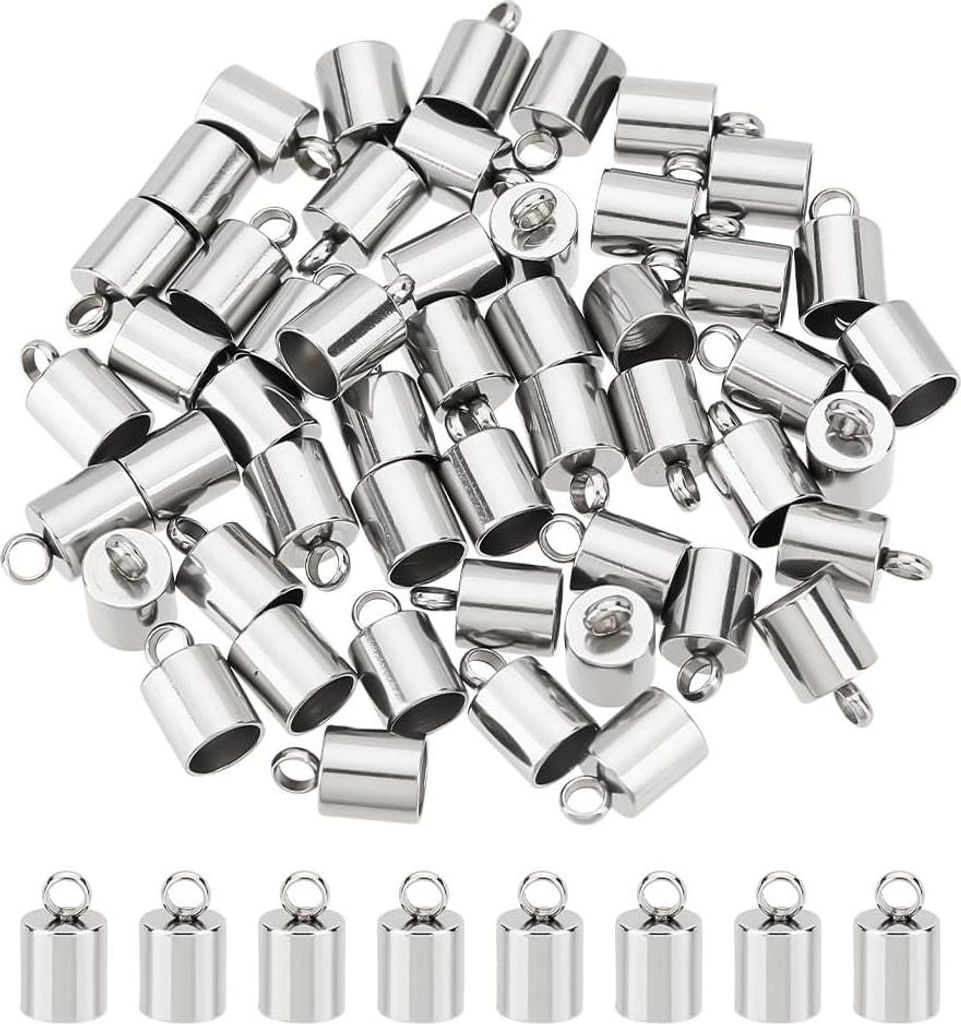 Set von 50 rostfreien Stahlkolombits - 5 mm Innendurchmesser - glatte Endstücke für die Schmuckherstellung