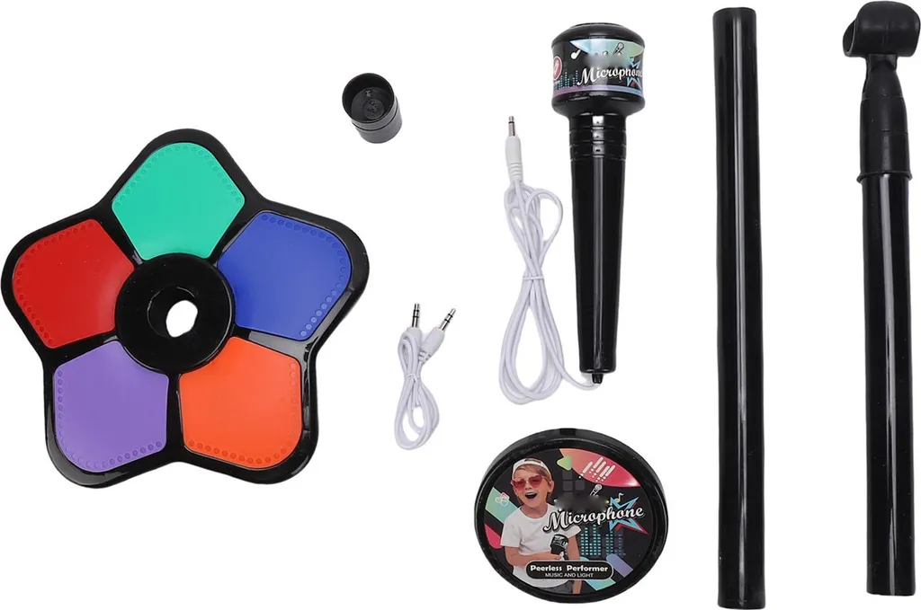 Microphone jouet sur pied pour enfant avec 5 effets lumineux LED Color