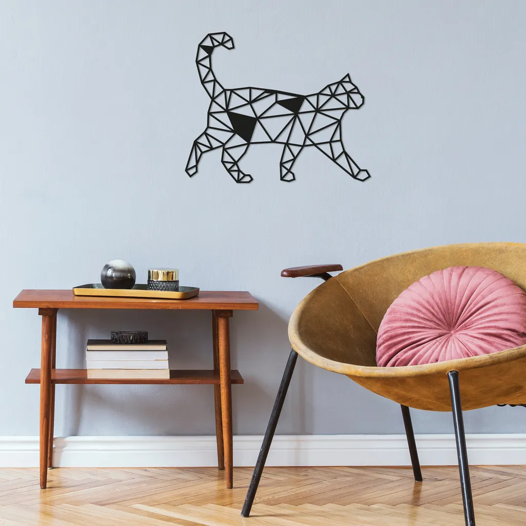 Wallity Cat3 Decorazione Murale Metallo Nero 46x37 Design Moderno