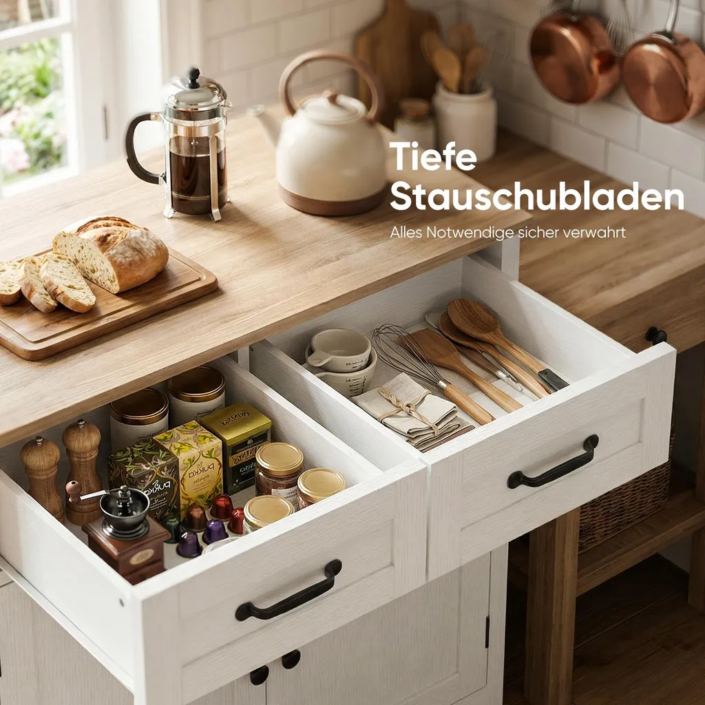 Buffet de Cuisine avec Plan de Travail : Commode de Rangement Marron