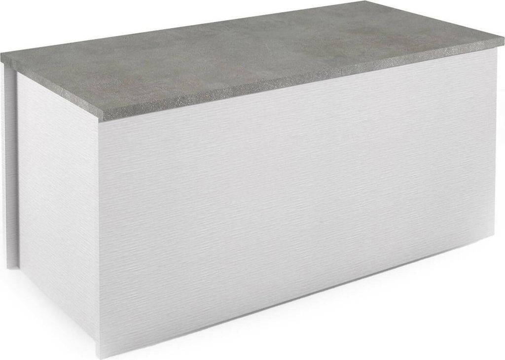 Koffer Ditalen, Geräumige Mehrzweck - Aufbewahrungsbox, Moderne Brust, 100% Italy, 90x45h45 cm, Weiß und Beton