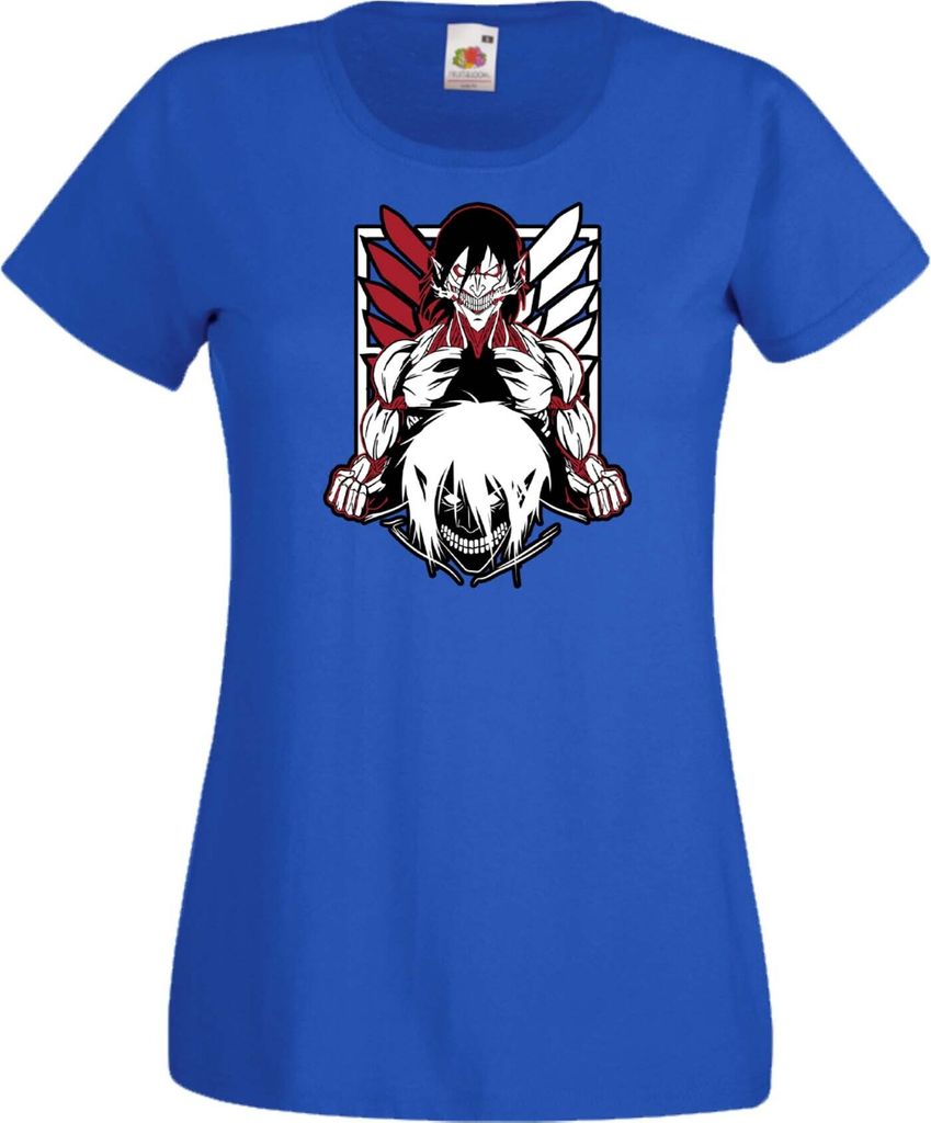 Damen T-Shirt Anime Manga Attack Anime On Titan 05 Puppet Titan, Lady XL / Blau