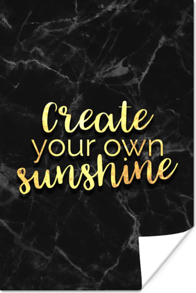 MuchoWow Poster Zitate - Sonne - Gold - Marmor 20x30 cm - Papierdruck