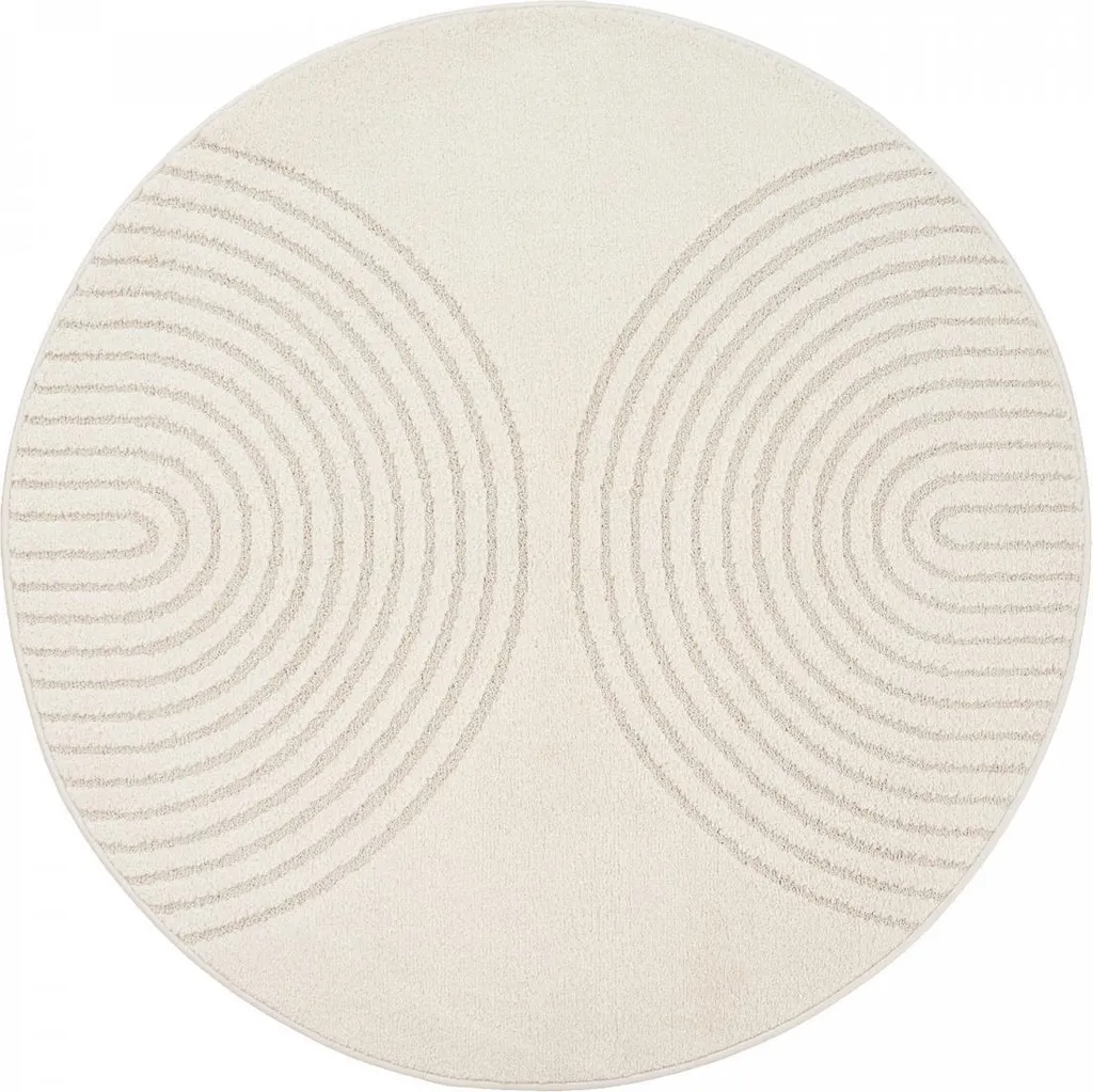 Tapis rond DEMILU : Tapis doux en relief 120cm pour salon moderne