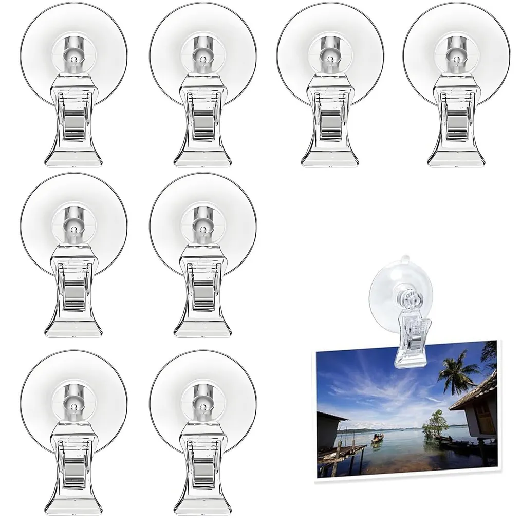 Pinces à ventouse réutilisables pour vitres et miroirs - Set de 8 pièces
