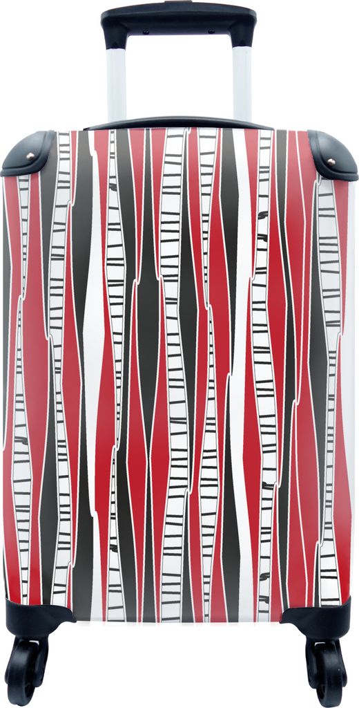 MuchoWow MuchoWow Koffer Handgepäck Trolley Rollkoffer Kleine Reisekoffer mit 4 Rollen - Rot - Muster - Baum - Cabin Size < 55x40x23 cm & 55x4...