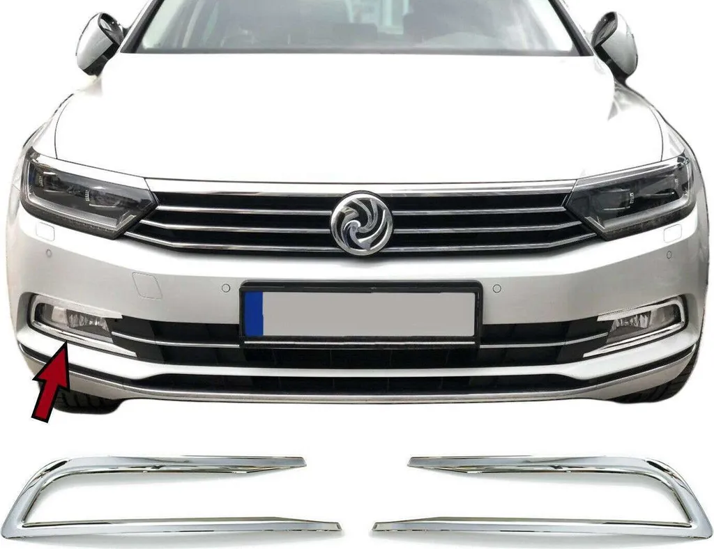 Set 2 Pezzi Cornice Faro Cromata VW Passat B8 3G Inox (2014-2023)