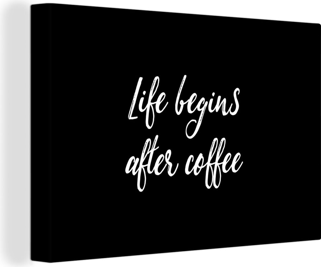 OneMillionCanvasses - Leinwandbilder - 140x90 cm, Zitate - Kaffee - Das Leben beginnt nach dem Kaffee - Sprichwörter, Wandbilder Kunstdruck Wand...