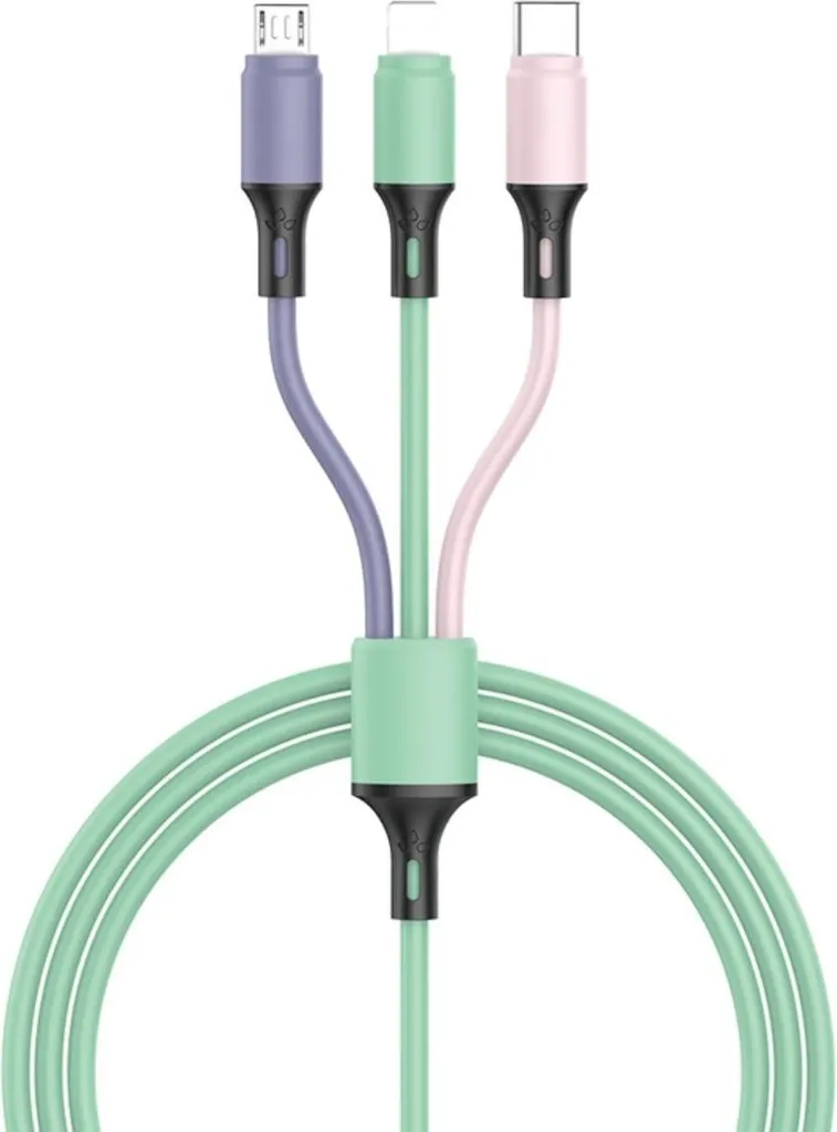 Eko Cavo USB 3 in 1 Colorato 1,2m 6A per iPhone e Android