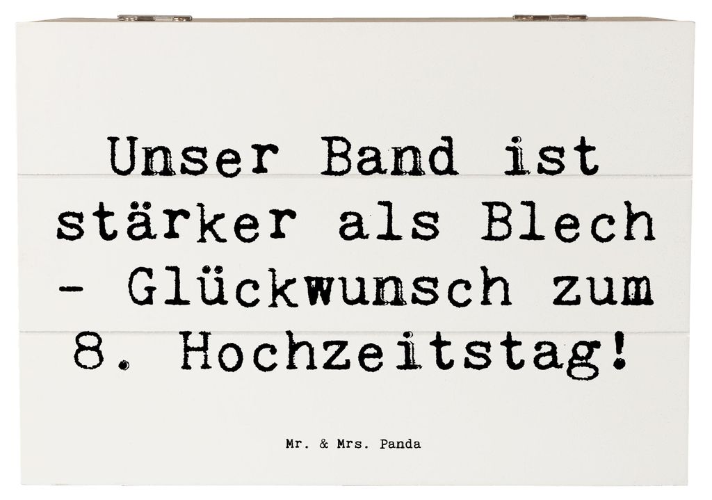 Mr. & Mrs. Panda Box Spruch 8. Hochzeitstag Blechhochzeit 22 x 15 cm - Weiß - Geschenk, personalisierte Geschenke, Heiraten, Holzbox, fotobox, Par...