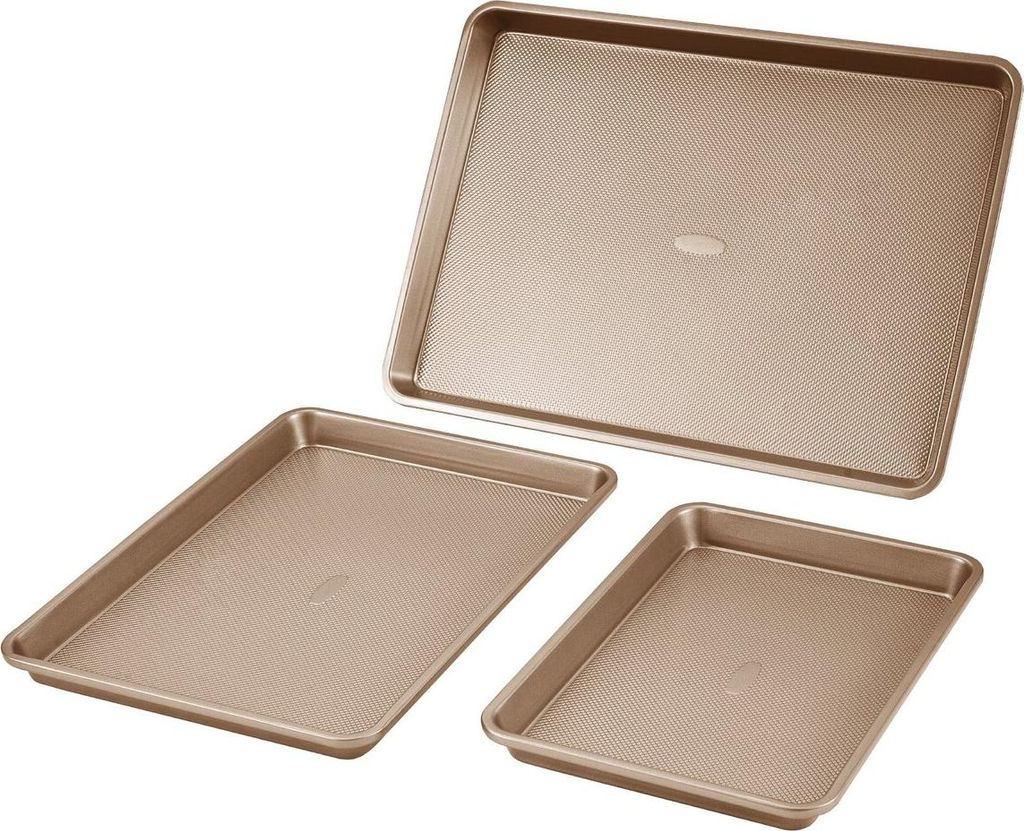 Baking Pan Set 3-Piece Nonstick Carbon Steel Set with Silicone Handles