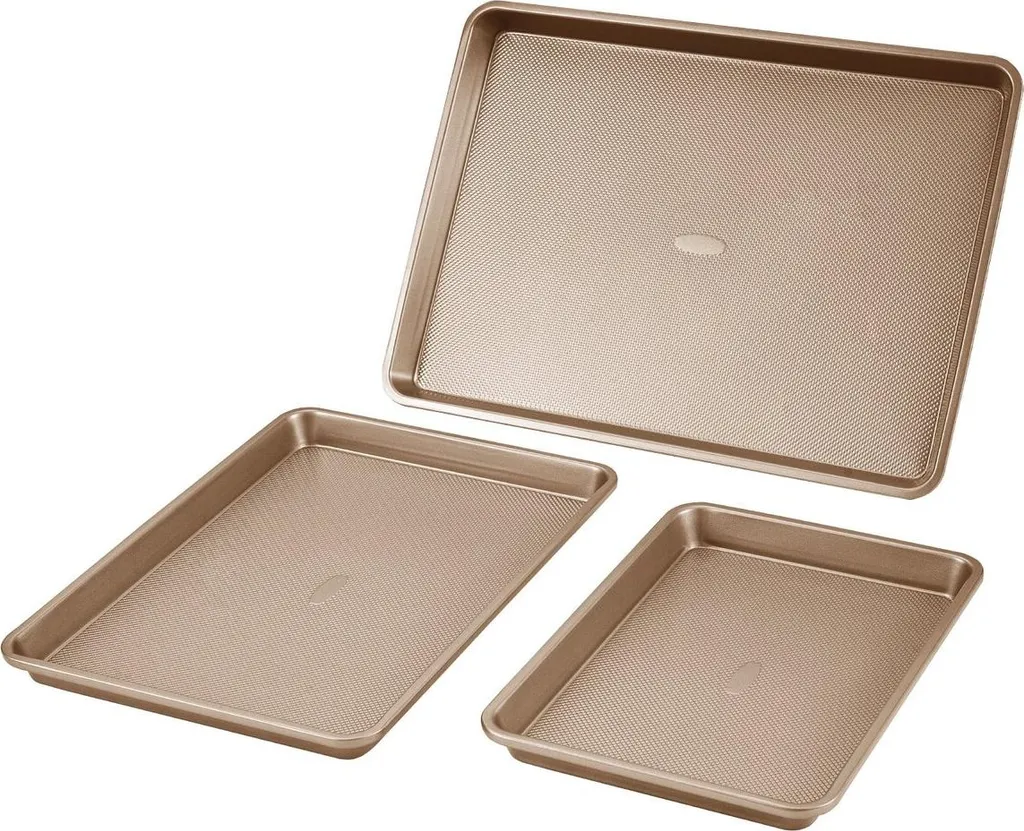 Set di teglie da forno Acciaio al carbonio antiaderente con manici in silicone, 3 pezzi