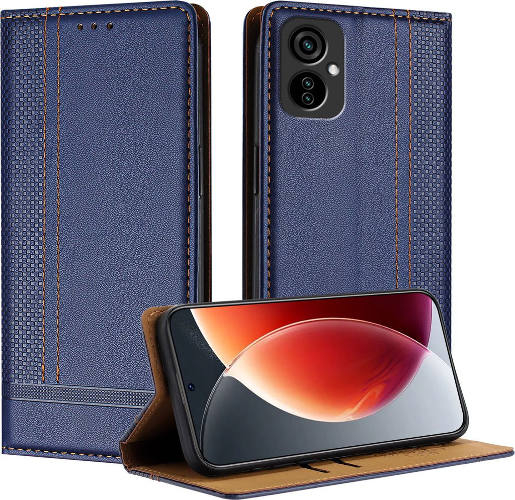 Handyhülle für Tecno Camon 19 Neo Leder Flip Klappbare Schutzhülle mit Standfunktion Blau