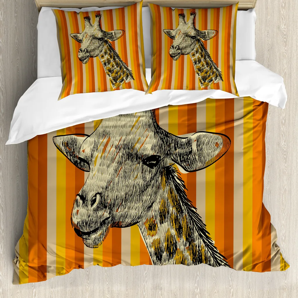ABAKUHAUS Set Letto Matrimoniale Antiacaro Giraffa Hipster