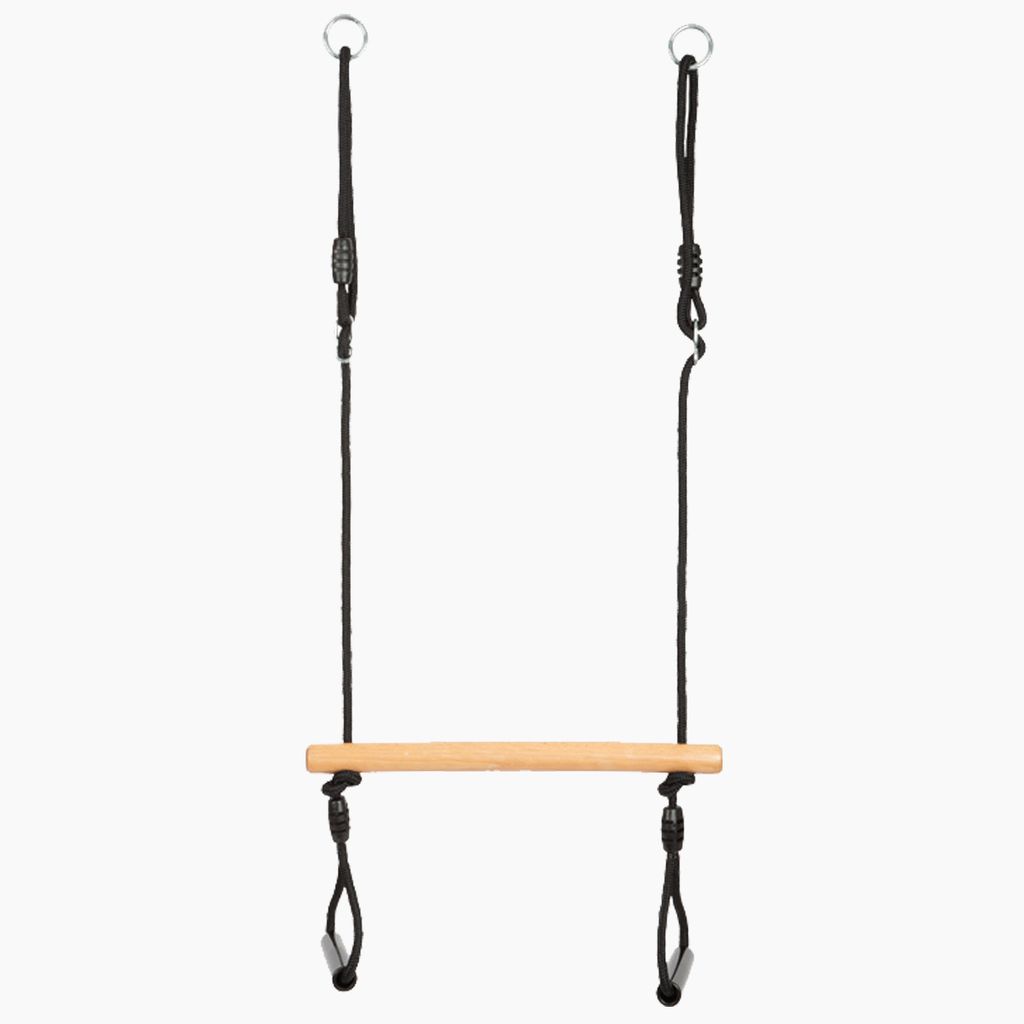 small foot Trapezschaukel mit Turnringen „Black Line“, robuste Holzschaukel für Kinder & Erwachsene, ab 3 Jahren, 12409