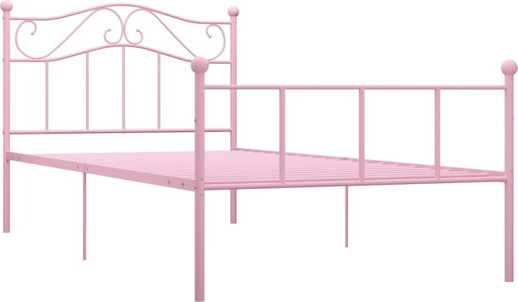 vidaXL Rama łóżka różowa metalowa 100 × 200 cm Zdjęcie produktu 