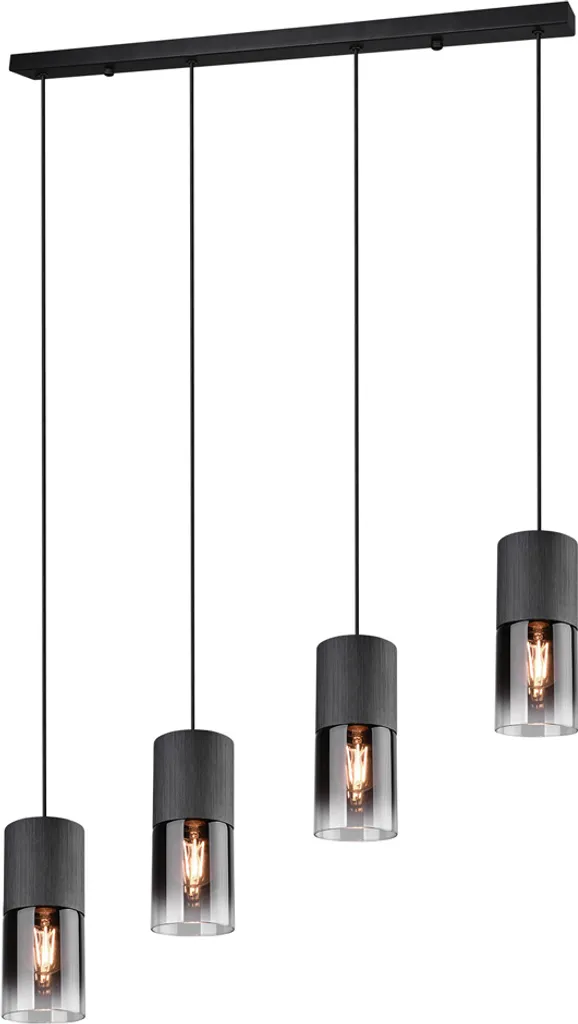 Lampadario Sospensione ROBIN Moderno in Metallo Nero e Vetro Grigio