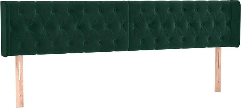 vidaXL Kopfteil mit Ohren Dunkelgrün 183x16x78/88 cm Samt