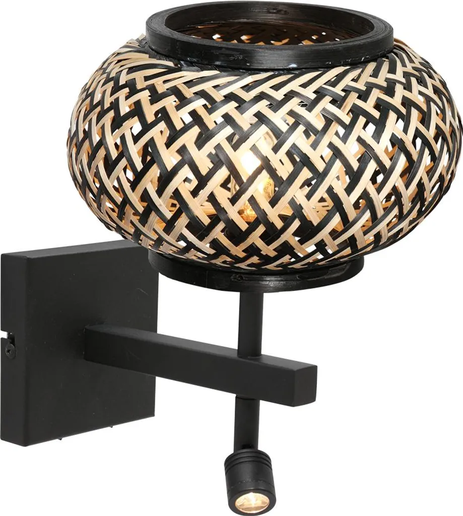 Applique murale Stang Steinhauer 4456ZW en bambou noir culot E27
