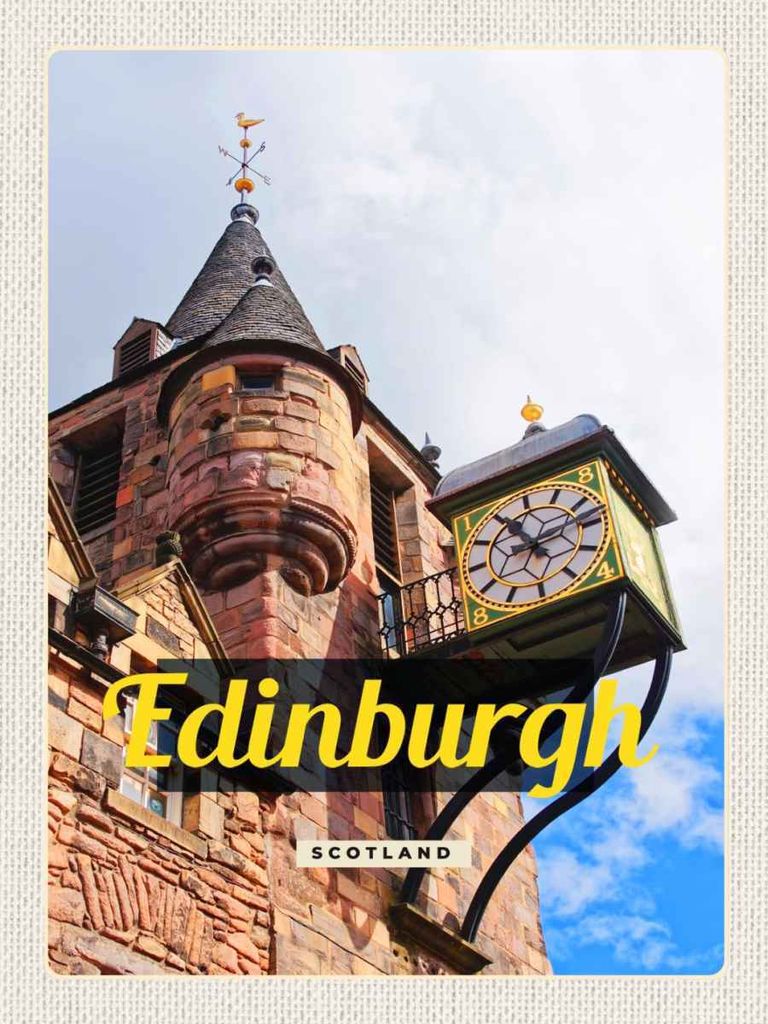 vianmo Holzschild 40x30 cm Edinburgh Scotland Altstadt Bildmotiv Reisemotiv Straße Stadt