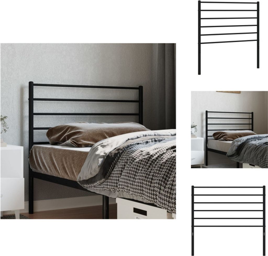 vidaXL Kopfteil Metall Schwarz 90 cm - Kopf- & Fußenden