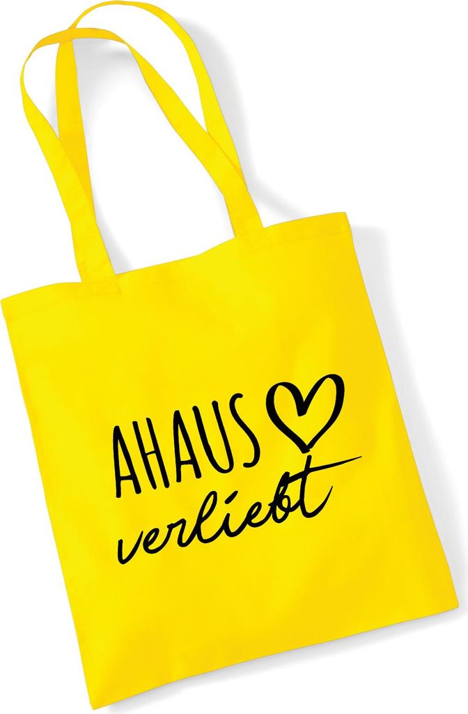 Huuraa Jutebeutel Ahaus verliebt 10 Liter Yellow Baumwolle Tasche Geschenkidee