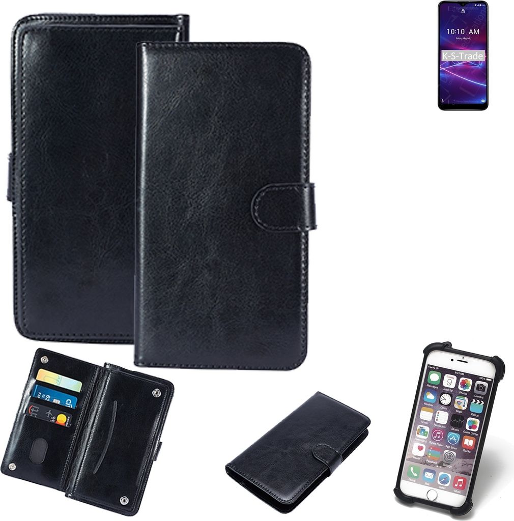 K-S-Trade 360° Hülle kompatibel mit Coolpad Legacy Brisa schwarz Kunstleder Case BookCase WalletCase Kunstlederederhülle Handyhülle, Rundumschutz