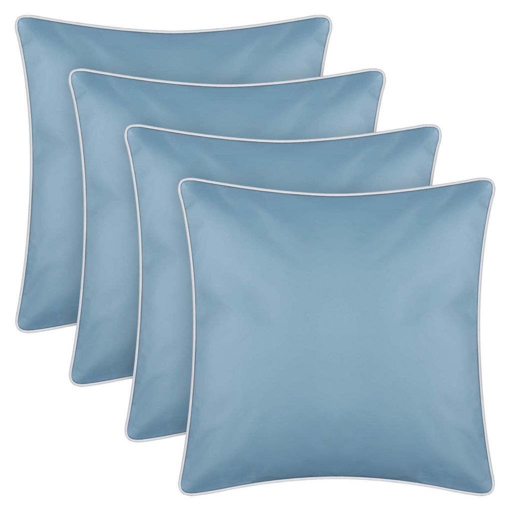 Cojines para exteriores con borde blanco turquesa, pack de Imagen del producto 