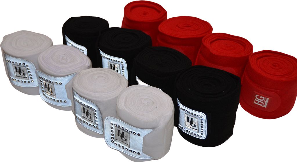 Horse Guard 4er Set Fleecebandage Beinschutz Bandagen Bandagieren Fesselschutz , Farbe:rot