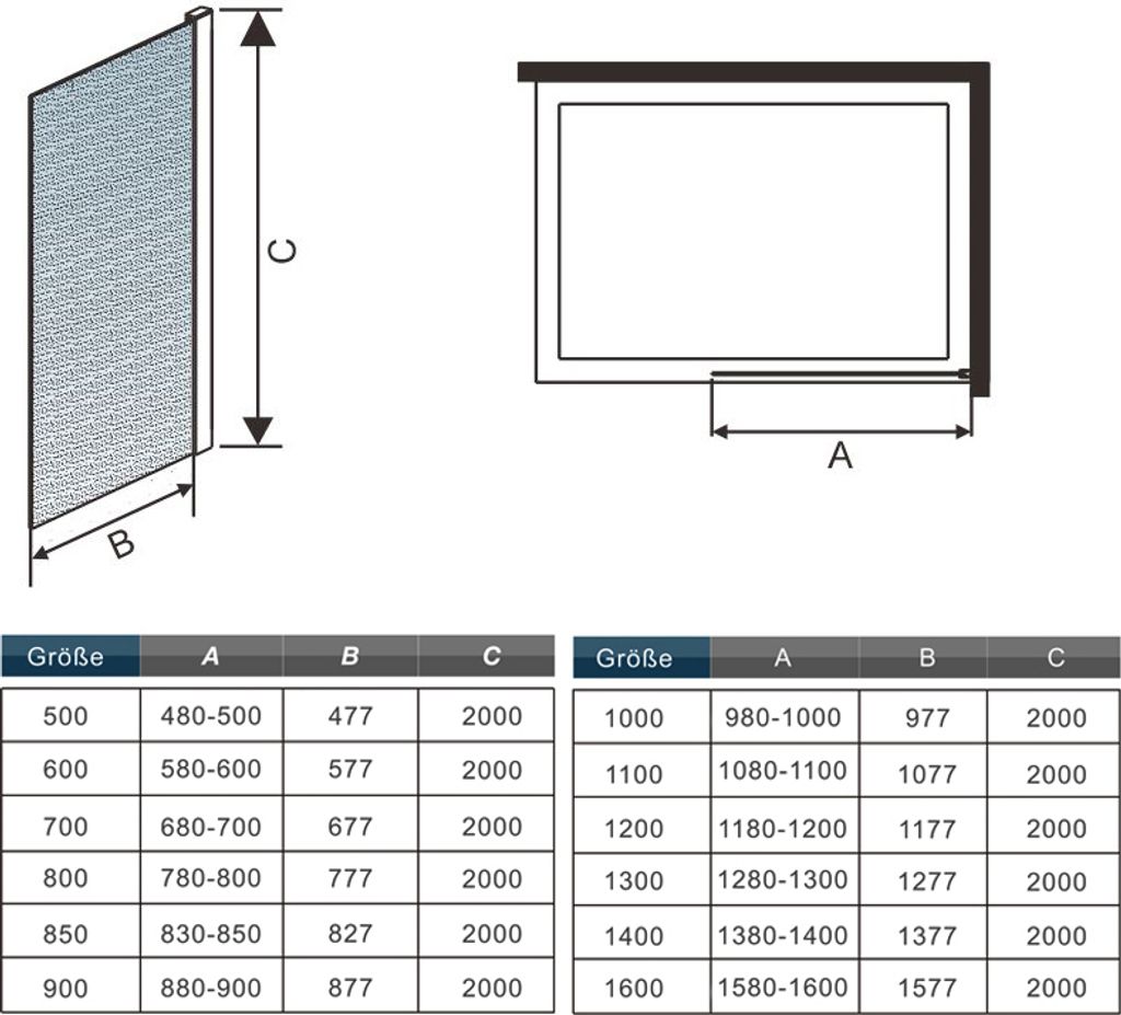 Walk-In Duschwand 80x200cm,10mm ESG Sicherheitsglas,Grau,Rahmenfarbe: Gold,Stabilisierungs Stange:50cm