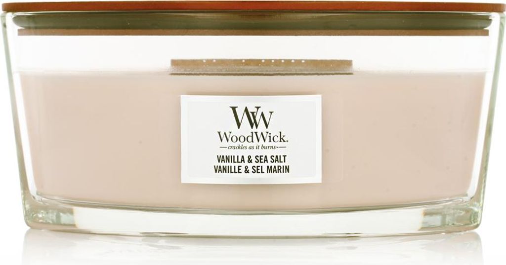 WoodWick Bougie parfumée Vanille et sel de mer avec mèche Image du produit 