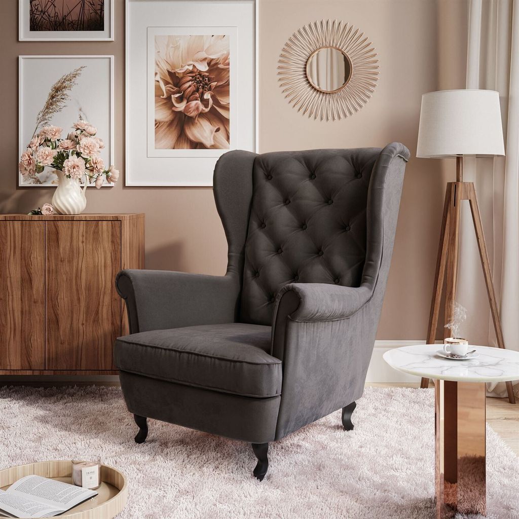 TEDDI Polstersessel French Velvet 684, Beine: schwarze Ludvik Beine