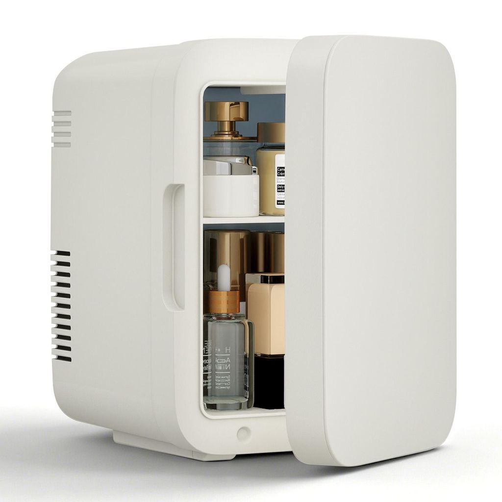 Puluomis Mini Kühlschrank 4L, 2 in 1 Warm- und Kühlbox tragbar Ultra-Leiser Auto Kühlbox (<30dB) 12V/220V /230V AC/DC für Getränkedosen, Snack...