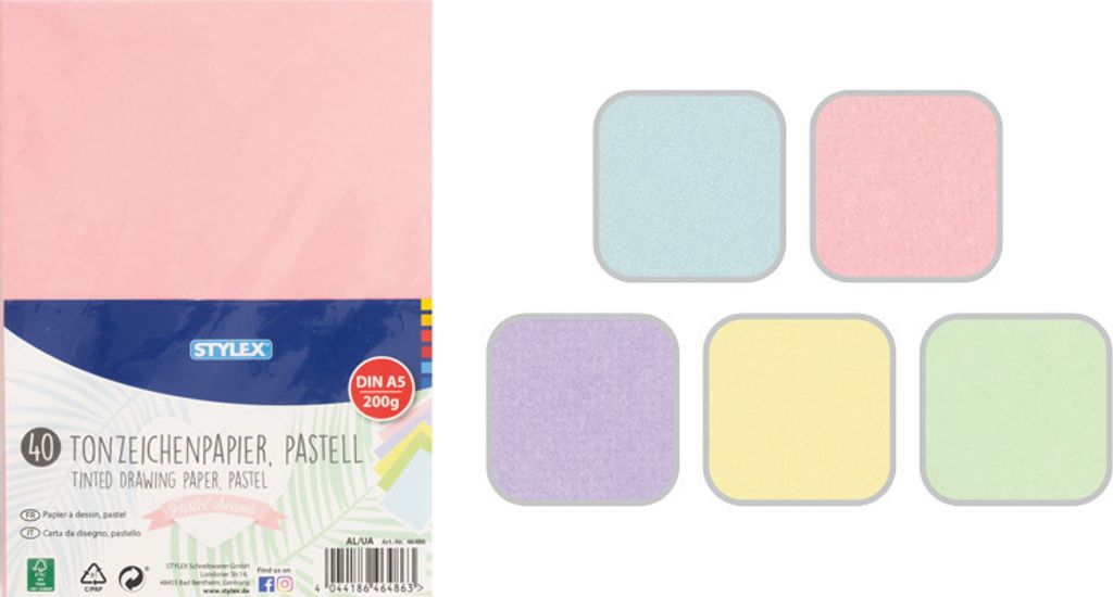 Stylex Tonzeichenpapier - pastell - DIN A5